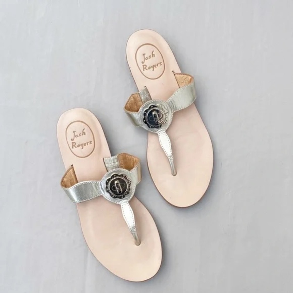 Jack Rogers Silver Leather Sandals